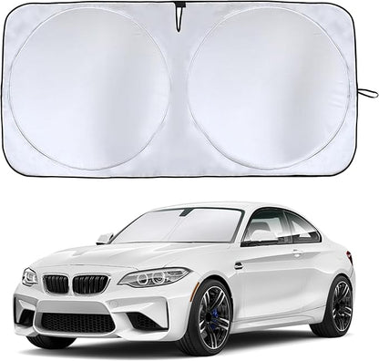 Econour 2026 Upgraded Car Windshield Sun Shade with Innovative No Light Pass High Coverage Technology, Foldable Window Sunshade for Car, Interior Cooling Accessory