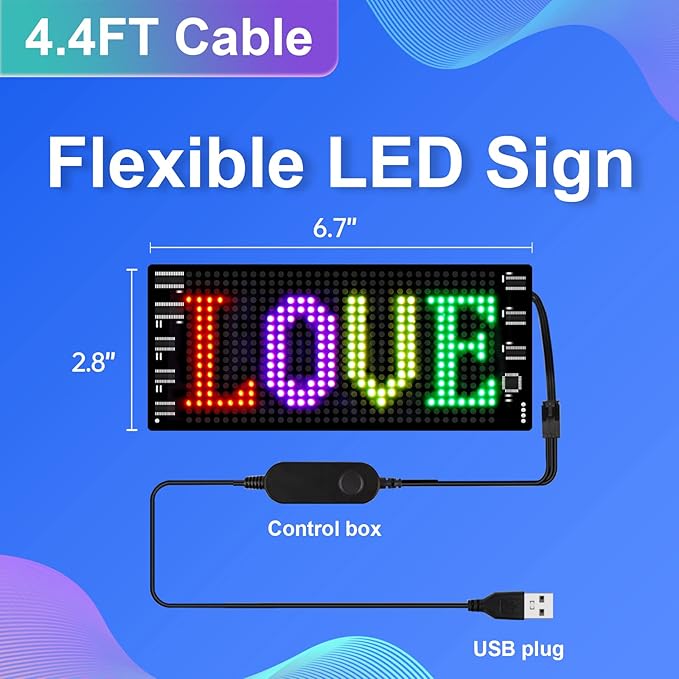 GOTUS LED Light Signs for Car,Programmable Flexible LED Sign,Bluetooth APP Control,Custom Text, Patterns, Animations