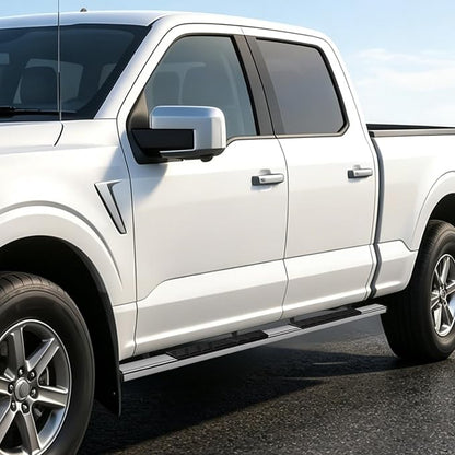 [Pair] 5 Inch Chrome Stainless Running Boards/Side Step Bars/Nerf Bars Compatible with 04-14 Ford F150 Crew Cab