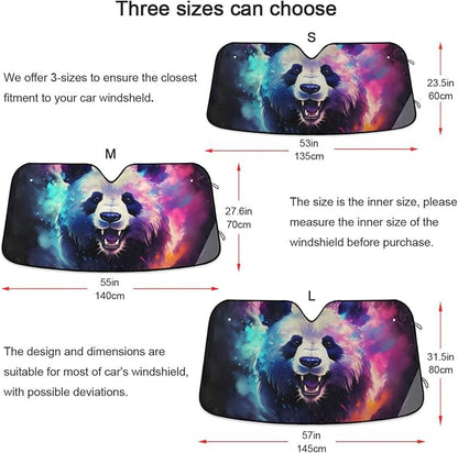 Windshield Sun Shade Panda Galaxy Front Window Block UV Shades Visor Reflective Retractable for Car SUV Trucks