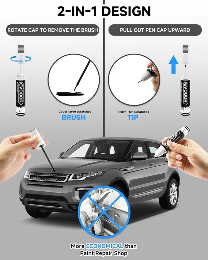 Eiger Grey (2409/1DF/LRA) Touch Up Paint Compatible with Land Rover Exact Match 2 in 1 Touch up Paint for Chips and Nicks Repair with 2pcs Disposable Micro Applicators