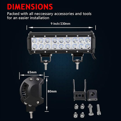 Willpower 9 inch 54W Spot LED Work Light Bar Driving Lamp 12V 24V 5400LM for Chevrolet Dodge Ford GMC JP Toyota Polaris RZR Ranger ATV UTV Can Maverick Boat SUV F150 F250