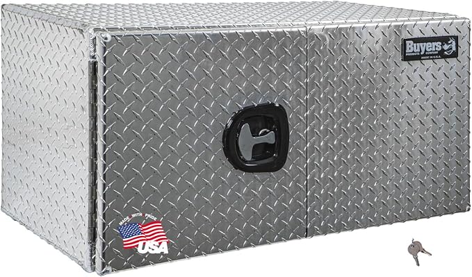 Buyers Products 1702240 Diamond Tread Aluminum Underbody Truck Box with Barn Door, 24 x 24 x 48 Inch