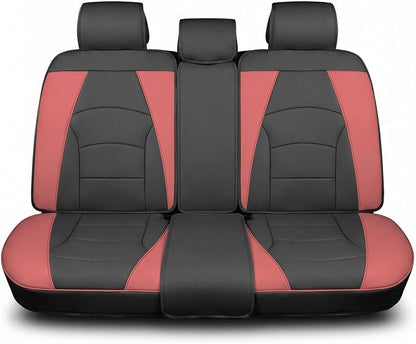 FH Group Back Seat Faux Leather Car Seat Cover, Universal Fit, Rear Seat Covers for Cars with Rear Split Bench, Car Interior Accessories for SUV, Sedan, Van, Burgundy/Black