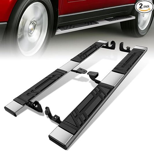 Running Boards Compatible with 2007-2017 Chevy Traverse GMC Acadia Buick Enclave Saturn Outlook, Exc Denali, Pair of Stainless Steel Side Steps Nerf Bars, 6.5in. x 73in.