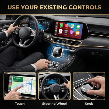 Wireless Car Play Adapter & Car Play Wireless Adapter 2-in-1, SHALOM TECH 5.8GHz Wired to Wireless Dongle, Plug & Play for Factory Wired CarPlay Cars, USB A USB C - (Silver).
