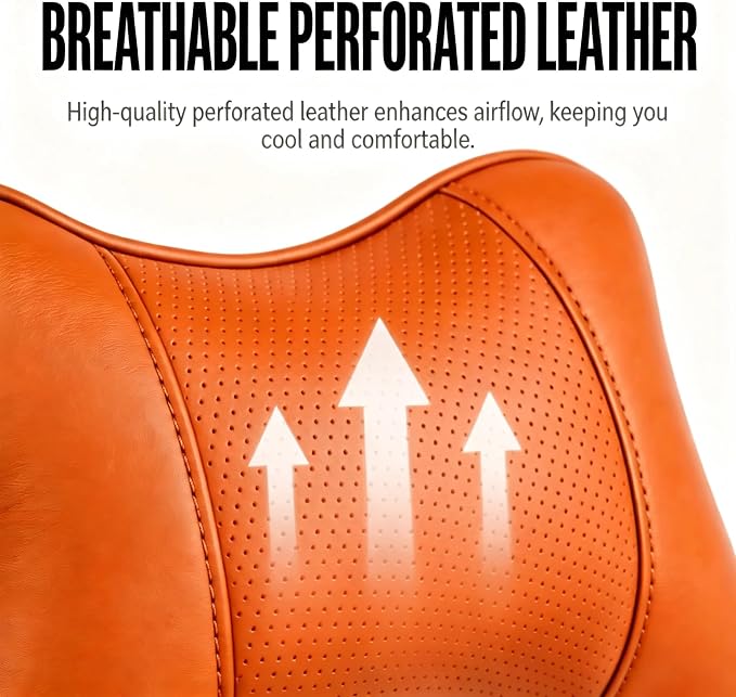Car Pillow for Car Neck Pillow for Driving Seat Leather Neck Support Soft Cushion Support Head-Rests for Vehicle Sleeping with Elastic Adjustment Strap 2PCS (Neck, Light Tan)