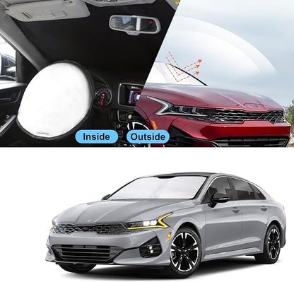 TINGLU Sun Shade for Hyundai Sonata 2021-2024 2025 2026 Kia K5/2020-2026 Accessories Windshield Sun Shade Window Shade UV Rays Protection Sun Visor Cover with Steering Wheel Sunshade Storage Bag