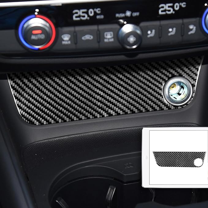 Real Premium Carbon Fiber Decor Compatible with Audi A3 S3 RS3 8V 2013 2014 2015 2016 2017 2018 2019 Car Center Console Power Outlet Sticker Panel Auto Interior Accessories Decal Black