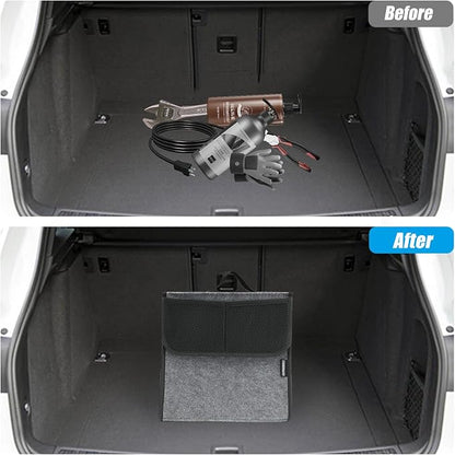 Car Trunk Organizer,Soft Felt Car Bag Organizer 12x7x12 inch Folding,for Honda CRV Civic Accord Ford Focus Fusion Toyota RAV4 Jeep SUV/Truck/Sedan（Gray