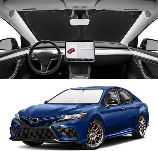 Custom Fit Windshield Sun Shade for Toyota Camry 2018-2024, Blocks UV & Heat, Front Window Sunshade Accessories, Easy Fold & Store Keep Your Car Cooler