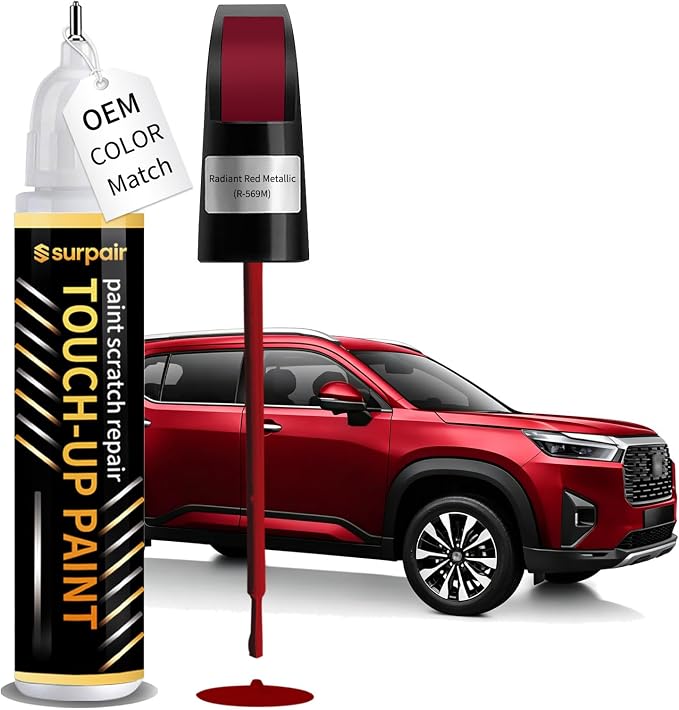 Radiant Red Metallic R-569M Touch up Paint for Honda OEM Color Match Car Scratch Repair Kit for Nicks & Chips Scratches Quick & Easy Paint Fix 2-In-1 Car Scratch Remover Pen