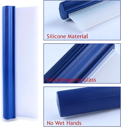 Blue Silicone T-Bar Car Squeegee - 12 Inch Car Window Squeegee for Drying, Professional Flexible One Pass Water Blade Auto Water Blade Cleaning for, Windshield, Glass, Window, Mirror