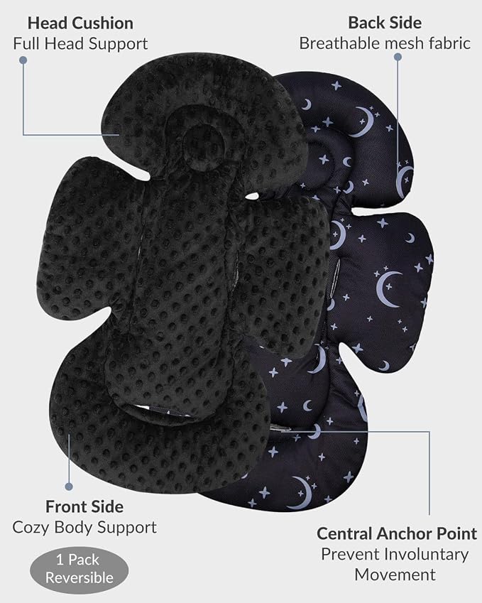 Generic Infant Car Seat Insert Compatible with Mamaroo Swing & Graco Swing and Infant Car Seat, Newborn Insert Baby Head Body Support, Reversible Design, Breathable Soft Fabric, 1Pcs - Dot, Black