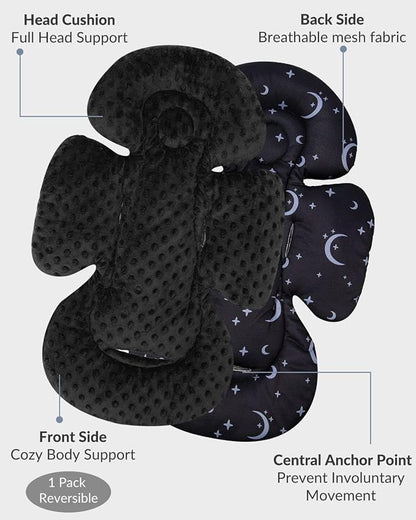 Generic Infant Car Seat Insert Compatible with Mamaroo Swing & Graco Swing and Infant Car Seat, Newborn Insert Baby Head Body Support, Reversible Design, Breathable Soft Fabric, 1Pcs - Dot, Black