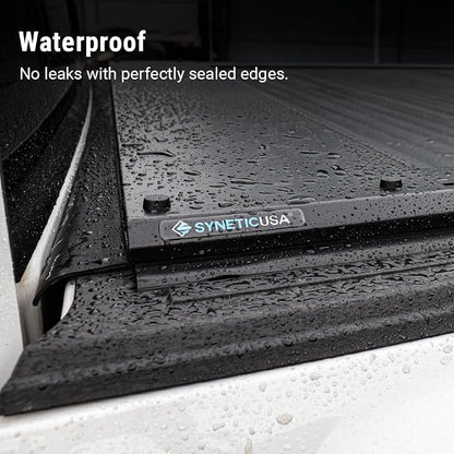 Syneticusa Power Retract Retractable Hard Ford F-150 Tonneau Cover for (2004–2026) 5.5' ft | 2025 f150 Bed Cover Keyless Auto-Retract Design | Low-Profile, Clamp-On Install, Corrosion-Free Matte Black