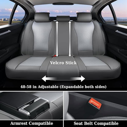 Coverado Car Seat Covers Full Set, Gray Seat Covers for Cars, Waterproof Nappa Leather Automotive Seat Covers with Lumbar Head Pillow, Car Seat Protectors, Universal Fit for Most Cars SUV