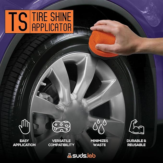 Suds Lab TS Tire Shine Applicator – Reusable Foam Tire Dressing Applicator Pad, Tire Shine Brush, Ideal for Car Tire Shine Gel, Tire Balm, Tire Cleaner, and Tire Applicator Sponge for even application