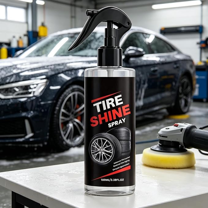 Car Tire Shine, 100ml Wheel Gloss Renewal Mist, Tire Dressing Spray, for Automotive Truck SUV RV Motorcycle Sedan Home Outdoor Garage Workshop