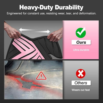 Floor Mats Fit for 2012-2015 Honda Civic Sedan & Sedan Si (Not for Coupe), Custom Fit All Weather Protection Heavy Duty Anti-Slip Car Mats for Civic, 1st & 2nd Row, Black & Pink