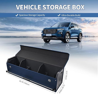 Car Trunk Organizer for Honda CR-V 2017-2022, Collapsible Sturdy Trunk Storage Container with Lid and Handle Large Leather Car Trunk Storage (Blue,39.7 x 11.4 x 12.2in)