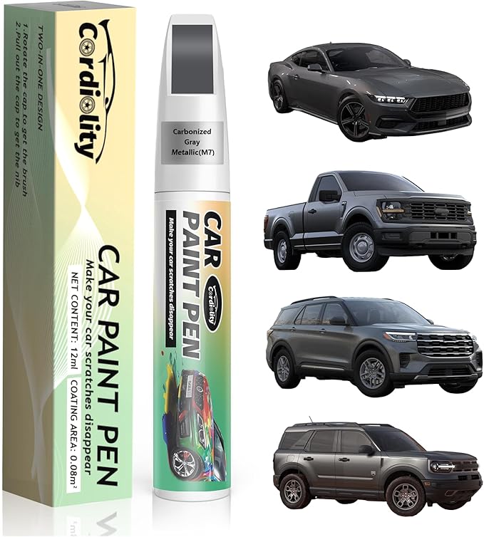 Car Touch Up Paint Carbonized Gray Metallic(M7) for Ford, Color Accurate Car Scratch Repair Remover Pen Fix Auto Paint Chips and Nicks