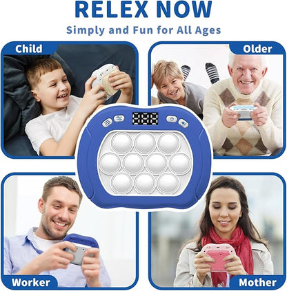 Intoypad Pop Game Light Up Fidget Toy for Kids, 6 Modes LED Screen Quick Push Games Controller Electric Fidget Popper Game Bubble Road Trip Activities Car Games Birthday Gifts Toys for Kids Boys Blue
