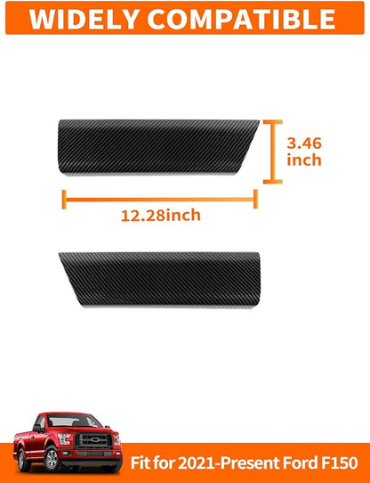 Savadicar Carbon Fiber Interior Accessories - Rear Door Handles Trim Cover for Ford F150 (2021-present) - Premium Texture Interior Decor Upgrade Kit, 2-Piece Set