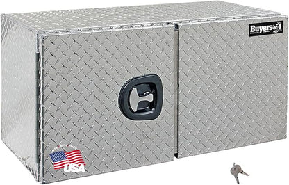 Buyers Products 1702250 Underbody Truck Tool Box with Barn Doors, 24x24x60 Inch, Diamond Tread Aluminum, Made in USA, Compression Latch, Weather Resistant, Toolbox for Flatbeds, Trailers & Work Trucks