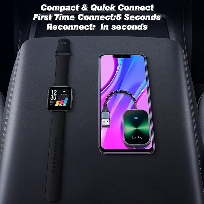 Wireless CarPlay Adapter for iPhone,Convert Wired to Wireless Car Play Dongle, Plug & Play USB/Type-C Adapter for Cars,Seamless Control for iOS 10+（Only Applicable to Cars with carplay System） Green