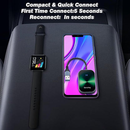 Wireless CarPlay Adapter for iPhone,Convert Wired to Wireless Car Play Dongle, Plug & Play USB/Type-C Adapter for Cars,Seamless Control for iOS 10+（Only Applicable to Cars with carplay System） Green