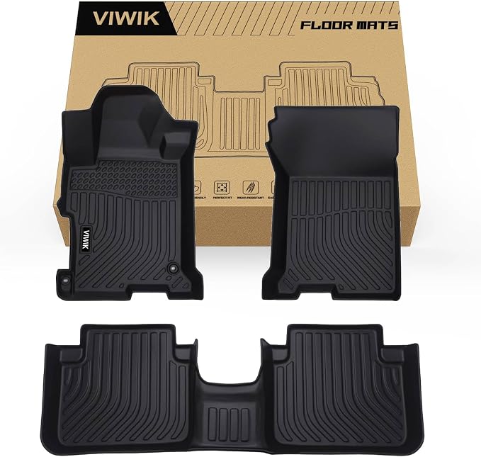VIWIK Floor Mats for Honda Accord 2013 2014 2015 2016 2017, Automotive All Weather Car Mats for 2013-2017 Accord TPE Rubber Floor Liners Front & Rear Non-Slip Odorless