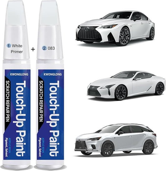 Ultra White 083 Car Touch-Up Paint Compatible with Lexus, 2-in-1 Car Paint Scratch Repair Kit, Quick & Easy Solution to Repair