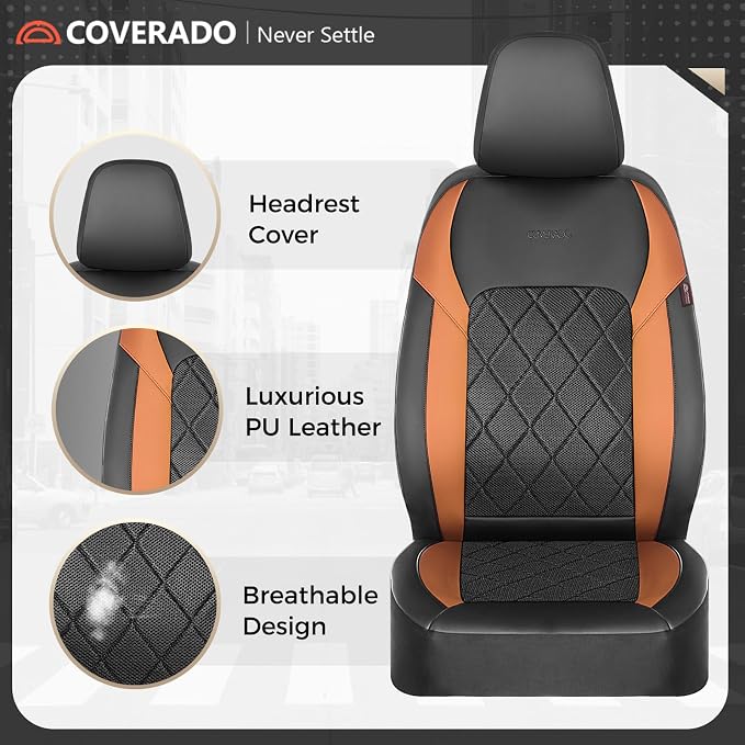 Coverado Car Seat Covers, Seat Covers Full Set, 5 Seats Automotive Seat Cover, Mesh Breathable Seat Protectors, Universal Fit for Most Cars