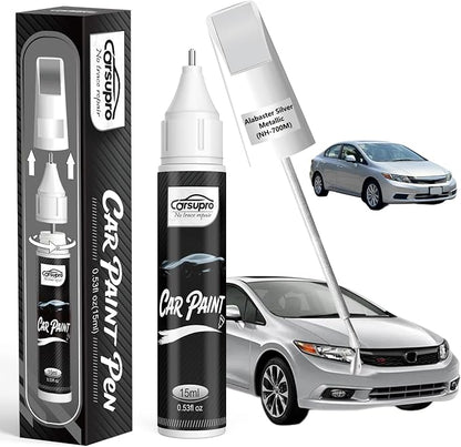 Alabaster Silver Metallic(NH-700M) for Honda Touch Up Paint Pen, 2 in 1 Car Scratch Remover with Pen Tip and Brush, Precise Color Match for Car Paint Scratch Repair, Quickly and Easily Fix Chips and Nicks