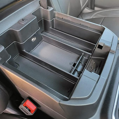 Center Console Organizer Compatible with 2020-2023 Silverado/Sierra 2500/3500HD/ 2019-2022 Chevy Silverado 1500 / GMC Sierra 1500 Accessories - Full-Coverage Insert Tray, ABS material Black