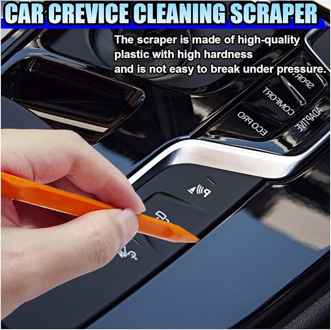 3PCS Plastic Scraper Tool - Multi-Purpose Non-Scratch Scrapers Cleaning Tool for Tight Spaces - Pen-Shaped Label Sticker Remover Scraper for Car Detailing Kitchen Crevices Gaps (Orange)