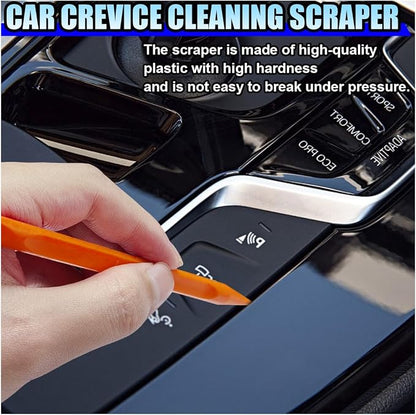 3PCS Plastic Scraper Tool - Multi-Purpose Non-Scratch Scrapers Cleaning Tool for Tight Spaces - Pen-Shaped Label Sticker Remover Scraper for Car Detailing Kitchen Crevices Gaps (Orange)