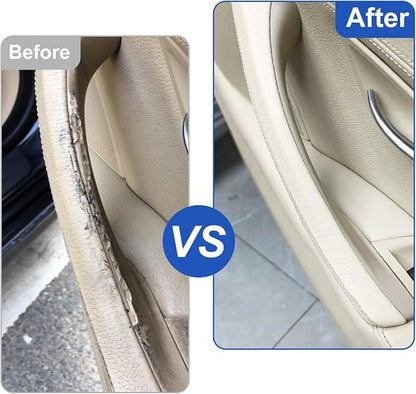 Leather Side Door Pull Handle Cover Compatible with BMW 5 Series F10/F11/F18 520 523 525 528 530 535 2010-2016, Left Passenger Inner Door Handle Assembly(Beige, Left)