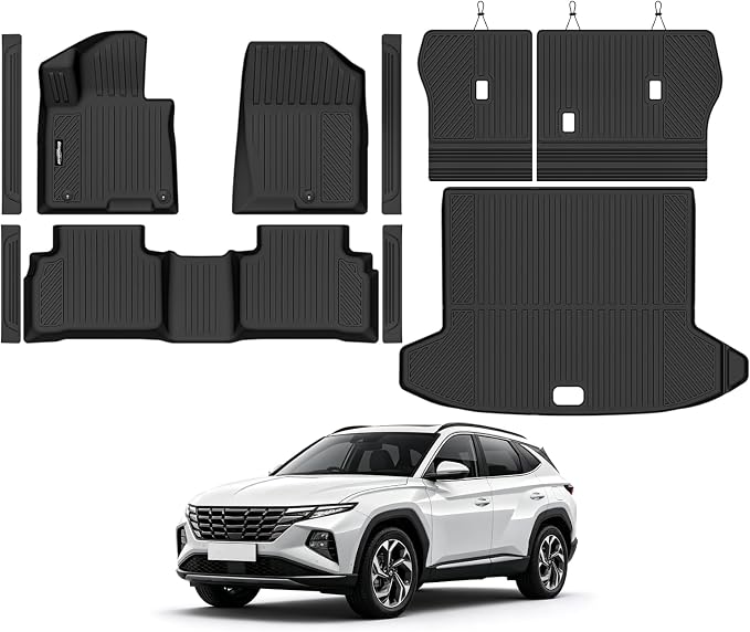 Floor Mats for Hyundai Tucson Gas(Not for Hybrid) 2022-2025 2026, Trunk Mat and Backrest Mat & Door Sill Guard All Weather TPE Protector for Hyundai Tucson Accessories