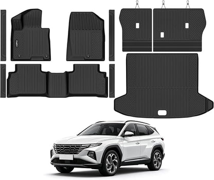 Floor Mats for Hyundai Tucson Gas(Not for Hybrid) 2022-2025 2026, Trunk Mat and Backrest Mat & Door Sill Guard All Weather TPE Protector for Hyundai Tucson Accessories
