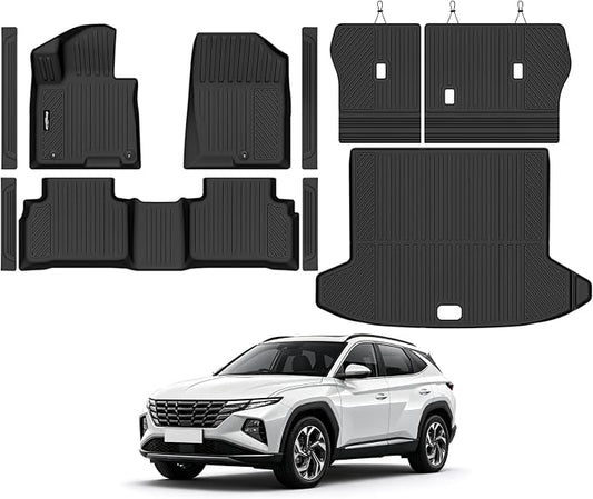 Floor Mats for Hyundai Tucson Gas(Not for Hybrid) 2022-2025 2026, Trunk Mat and Backrest Mat & Door Sill Guard All Weather TPE Protector for Hyundai Tucson Accessories