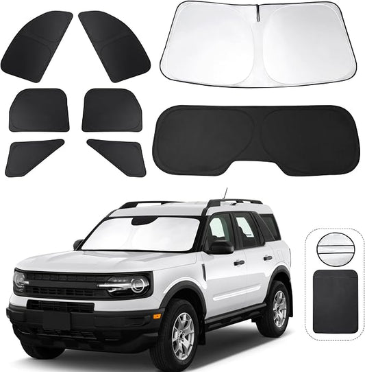 TINGLU Window Shades for Ford Bronco Sport 2021-2025 2026 Accessorie Car Side Full Windows Rear Triangular Windshield Sun Shade Sun UV Rays & Privacy Protection for Camping,Napping,and Relaxing 8PCS