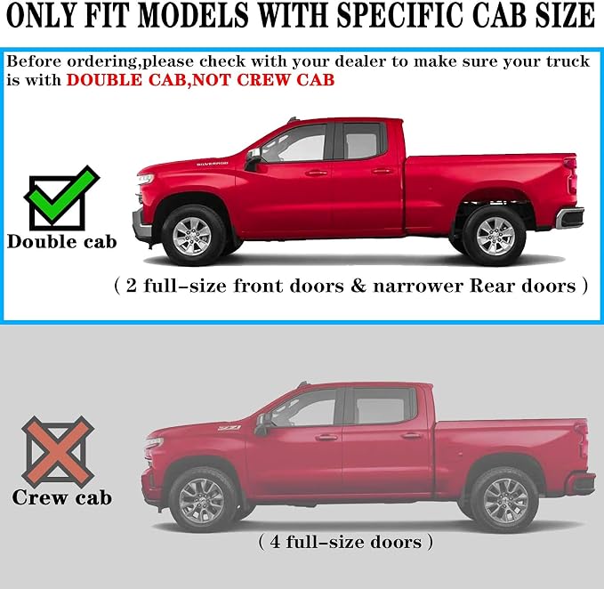 COMNOVA 6 Inches Double Cab Running Boards for 2007-2018 Chevy Silverado/GMC Sierra 1500 Double Cab, 2007-2019 Silverado/Sierra 2500HD 3500HD, Silverado Running Boards Made with Carbon Steel.