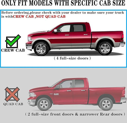 COMNOVA Running Boards Compatible with 2019-2026 Ram 1500 Crew Cab (excl. Classic/2500/3500), 6 Inch Carbon Steel Black Truck Side Step, Nerf Bars Steps for Ram 1500 Crew Cab.