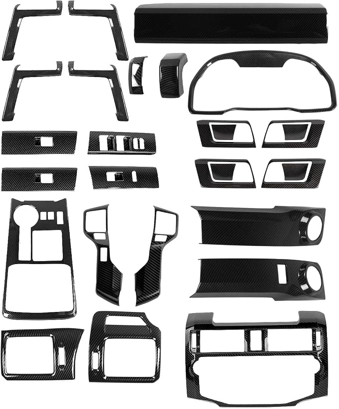 JWWY Interior Trim Kit Auto Interior Dress-Up Kit Decor Set Center Console Gear Shift Dashboard Panel Cover Trim for 2010-2019 Toyota 4runner Interior Accessories, ABS Carbon Fiber 28pcs