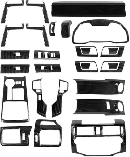 JWWY Interior Trim Kit Auto Interior Dress-Up Kit Decor Set Center Console Gear Shift Dashboard Panel Cover Trim for 2010-2019 Toyota 4runner Interior Accessories, ABS Carbon Fiber 28pcs