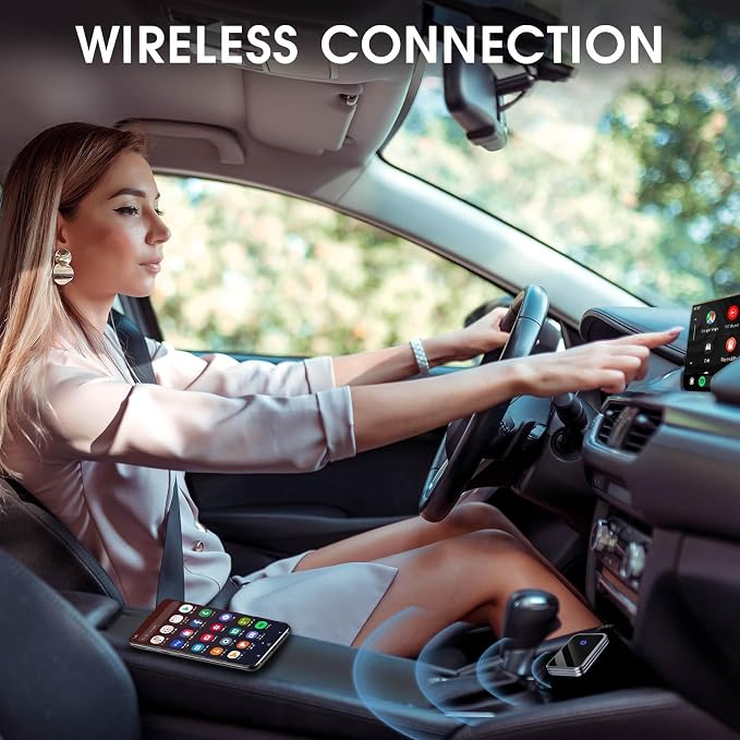Wireless CarPlay Adapter & Android Auto Wireless Adapter, 2 in 1 Convert USB Bluetooth Wired to Connect for OEM Wired Cars-Stable Connect to Phone (Pearl Gray)