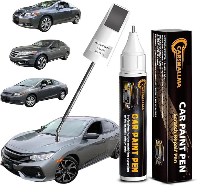 Car Touch Up Paint for Honda(NH-737M Polished Metal Metallic), Color Accurate Car Scratch Repair Remover Pen,Automotive Paint Quick & Easy to fix vehicle Chips and Nicks Scuff