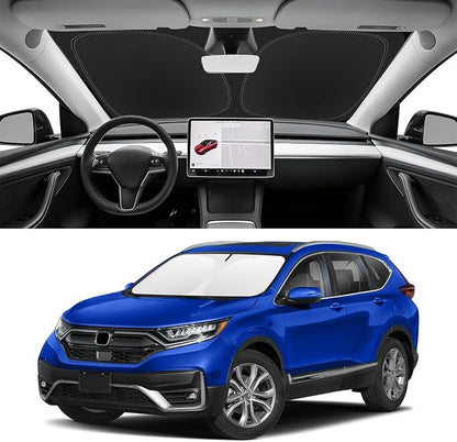 Custom Fit Windshield Sun Shade for Honda CRV 2012-2022, Blocks UV & Heat, Front Window Sunshade Accessories, Easy Fold & Store Keep Your Car Cooler
